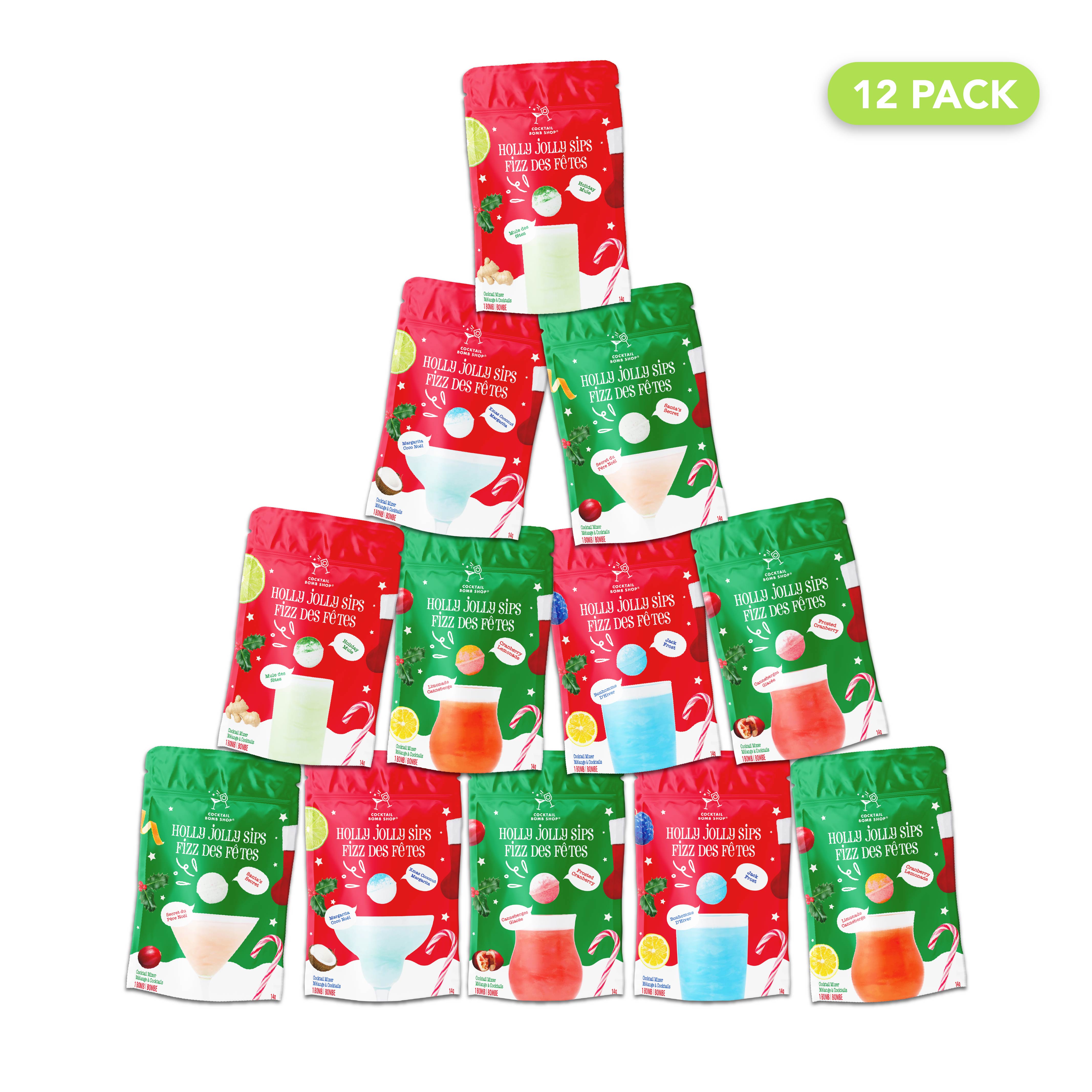 HOLLY JOLLY SIPS (12 pouches - Individually wrapped, ideal for stocking stuffer)